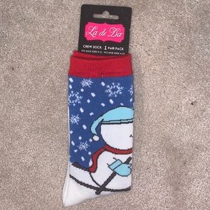 *NWT* La de Da snowman crew socks